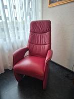Rode leren relax stoel, Huis en Inrichting, Fauteuils, Ophalen, Zo goed als nieuw, 50 tot 75 cm