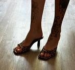 Sandalettes hakken bershka 38 panter luipaard leopard, Bruin, Zo goed als nieuw, Sandalen of Muiltjes, Bershka