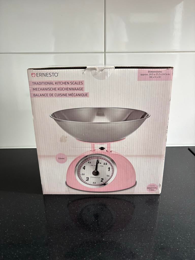 Ernesto Keukenweegschaal Roze - Nieuw in doos, Minder dan 10 kg, Keukenweegschaal, Analoog, Nieuw