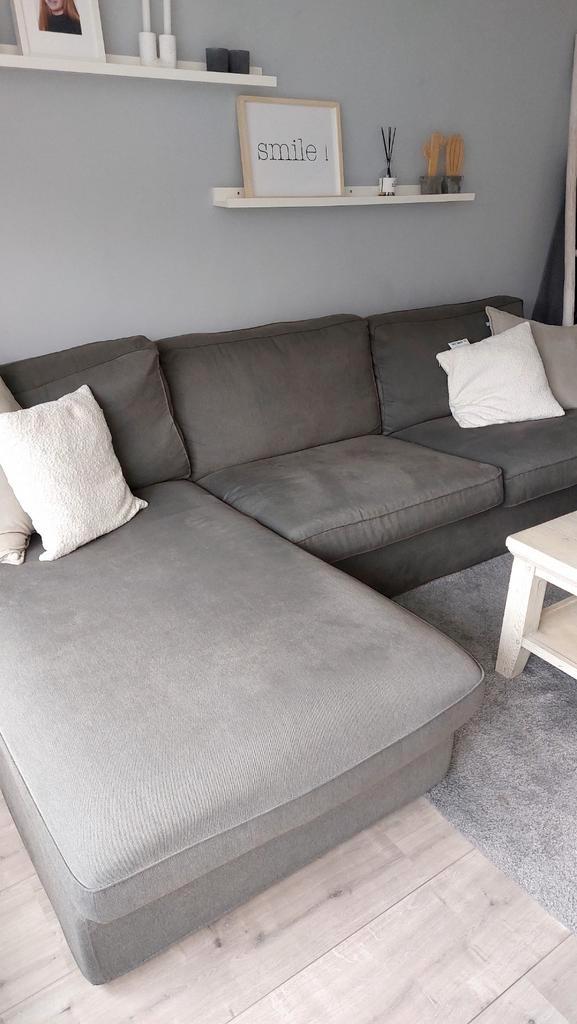 Ikea Kivik 3-zits bank met chaise longue - Groengrijs, Huis en Inrichting, Banken | Bankstellen, Zo goed als nieuw, Hoekbank, Driepersoons