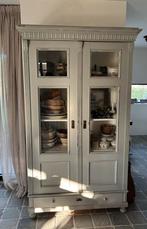 Brocante landelijke vitrinekast, Huis en Inrichting, Kasten | Vitrinekasten, Ophalen, Gebruikt, 100 tot 150 cm, 200 cm of meer