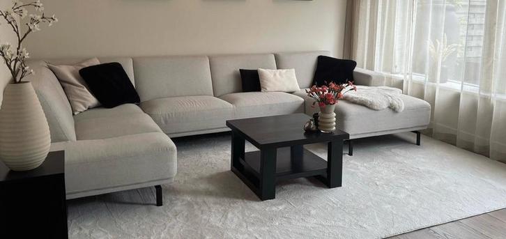 Lichtkleurige u-bank chaise longue, Huis en Inrichting, Banken | Sofa's en Chaises Longues, Zo goed als nieuw, Vierpersoons of meer