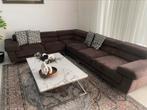 Hoekbank bruin/ eettafel& salontafel marmer/ eetstoelen, Ophalen, Zo goed als nieuw