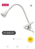 Witte Klemlamp Bedlamp Led, Huis en Inrichting, Lampen | Tafellampen, Ophalen of Verzenden, Zo goed als nieuw, Modern, Minder dan 50 cm