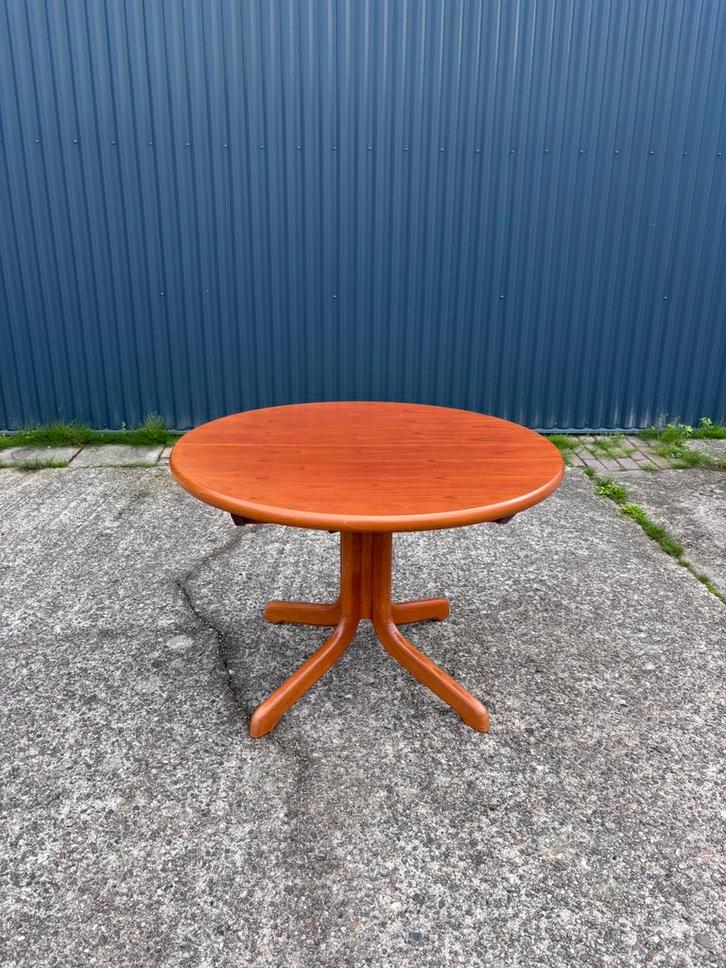 Vintage eettafel hout rond uitschuifbaar, Huis en Inrichting, Tafels | Eettafels, Gebruikt, 50 tot 100 cm, Rond, Ophalen