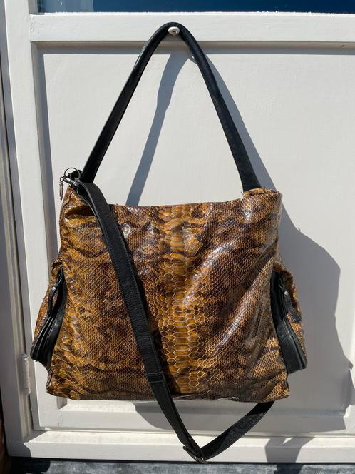 Berba shopper lak slangenprint, Sieraden, Tassen en Uiterlijk, Tassen | Damestassen, Gebruikt, Shopper, Bruin, Ophalen of Verzenden