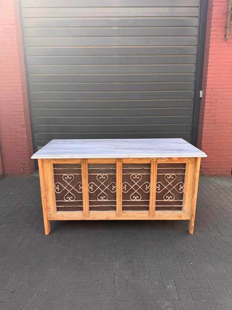 Keukenblok met smeedijzer en wit marmeren blad, Huis en Inrichting, Woonaccessoires | Overige, Zo goed als nieuw, Ophalen of Verzenden