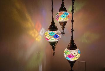 Oosterse Arabische hanglamp kroonluchter glasmozaiek set 3 beschikbaar voor biedingen