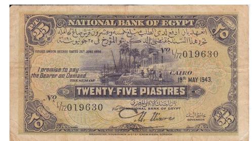 Egypte, 25 Piastres, 1943, Postzegels en Munten, Bankbiljetten | Afrika, Los biljet, Egypte, Ophalen of Verzenden