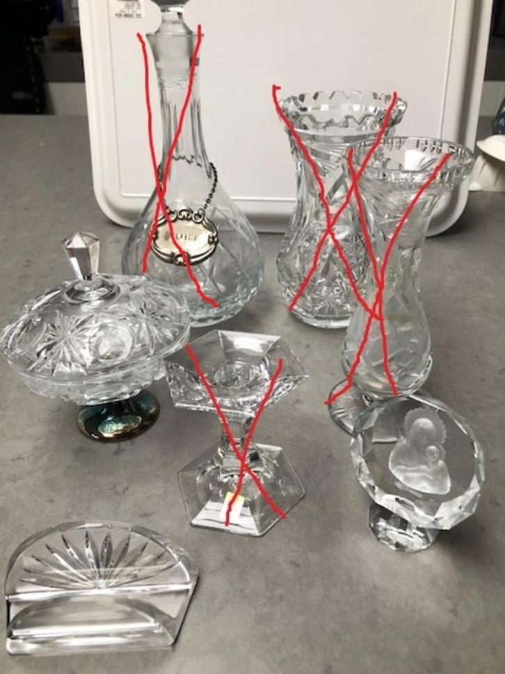 Diverse KRISTAL + VERZILVERDE voorwerpen, Antiek en Kunst, Curiosa en Brocante, Ophalen of Verzenden