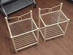 2 IKEA Nachtkastjes - Wit Metaal & Glas, Ophalen of Verzenden, Minder dan 45 cm, Minder dan 55 cm