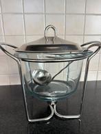 Glazen soep terrine op warmhoud standaard, Huis en Inrichting, Ophalen, Zo goed als nieuw, Glas, Overige typen