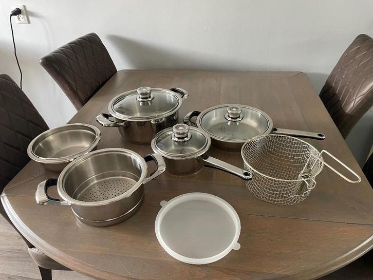 NIEUWE HOFFMAN PANNENSET roestvrijstaal - WD 014, Huis en Inrichting, Keuken | Potten en Pannen, Nieuw, Pannenset, Rvs, Inductieplaat