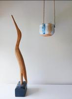 grote houten kraanvogel midcentury, Ophalen of Verzenden