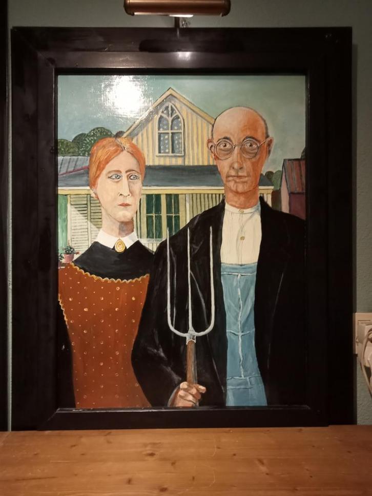 AMERICAN GOTHIK schilderij, Antiek en Kunst, Kunst | Schilderijen | Klassiek, Ophalen