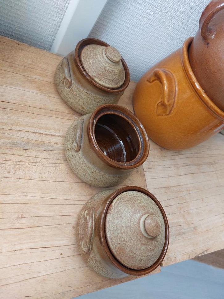 Aardewerk Bakjes AB90 - 3 stuks (2 met deksel), Antiek en Kunst, Antiek | Keramiek en Aardewerk, Ophalen