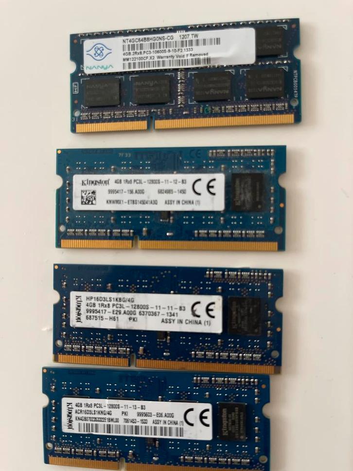 4 GB DDR3 Laptop Geheugen Modules, Computers en Software, RAM geheugen, Gebruikt, Laptop, 8 GB, DDR3, Ophalen of Verzenden
