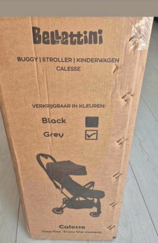 Nieuw in doos grijze bellettini buggy, Kinderen en Baby's, Buggy's, Nieuw, Overige merken, Regenhoes, Verstelbare rugleuning, Zonnekap