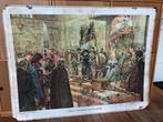 schoolplaat "Karel V doet afstand van de regering", Antiek en Kunst, Antiek | Schoolplaten, Ophalen, Geschiedenis
