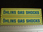 2x sticker ohlins gas shocks logo geel blauw langwerpig, Ophalen of Verzenden, Merk, Zo goed als nieuw