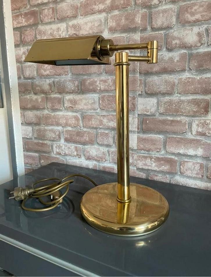 Vintage messing notaris lamp bureau lamp, Huis en Inrichting, Lampen | Tafellampen, Gebruikt, Ophalen