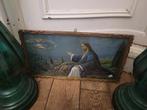 Vintage houten lijst met glas religieuze prent foto 1 t/m 4, Verzamelen, Religie, Ophalen of Verzenden, Zo goed als nieuw, Overige typen