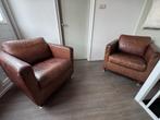 Twee prachtige Minotti fauteuils in cognac leer, Ophalen of Verzenden, Zo goed als nieuw, 75 tot 100 cm, Leer