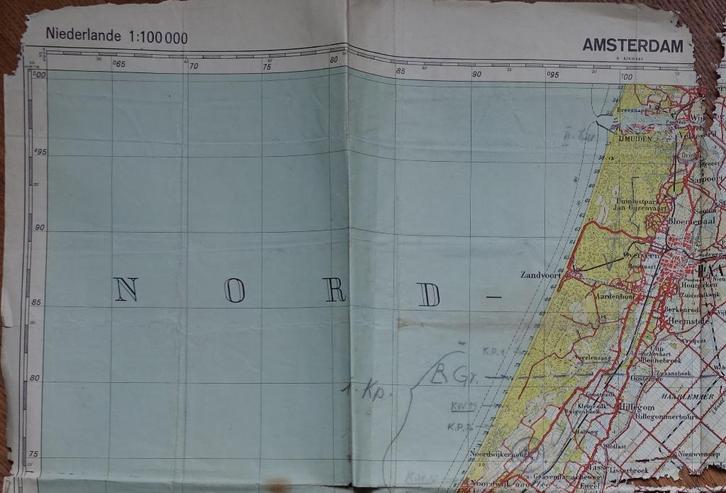 Niederlande 1:100 000 Sonderausgabe! Dienstgeb. Amsterdam 9, Verzamelen, Militaria | Tweede Wereldoorlog, Landmacht, Overige typen
