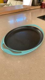 Le creuset gietijzeren platte grillpan inductie, Ophalen of Verzenden, Zo goed als nieuw, Gietijzer, Koekenpan of Braadpan