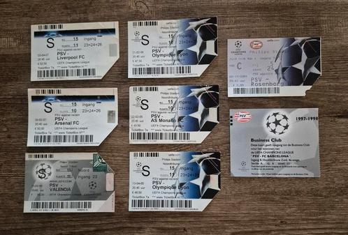 PSV diverse oude voetbaltickets Champions League (8 stuks), Verzamelen, Sportartikelen en Voetbal, Gebruikt, Overige typen, PSV