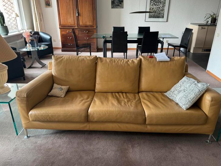 Leren bank combinatie: 2-zits & 3-zits, Huis en Inrichting, Banken | Bankstellen, Gebruikt, Rechte bank, Vierpersoons of meer