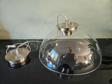 Hanglamp van helder glas en RVS, modern design beschikbaar voor biedingen