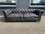 Prachtige Chesterfield bank vintage zwart GRATIS BEZORGD, Ophalen of Verzenden, Gebruikt, 75 tot 100 cm, Leer