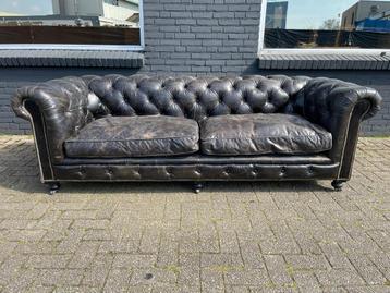 Prachtige Chesterfield bank vintage zwart GRATIS BEZORGD  beschikbaar voor biedingen