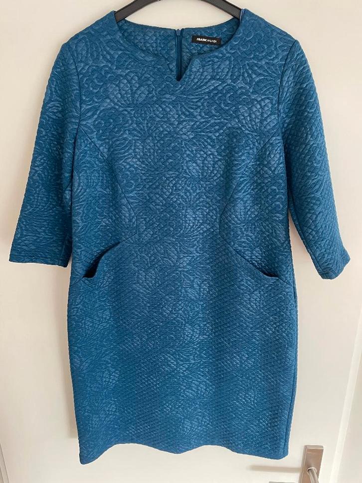 Jurk Frank Walder. Maat 44., Kleding | Dames, Jurken, Gedragen, Maat 42/44 (L), Blauw, Knielengte, Ophalen of Verzenden