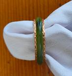 Gouden ring met nefriet, Ophalen of Verzenden, Zo goed als nieuw, 17 tot 18, Dame