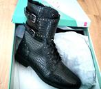 Super mooie en aparte leren rijglaarsjes met rits! (NIEUW!!), Zwart, Lage of Enkellaarzen, Nieuw, Ophalen of Verzenden