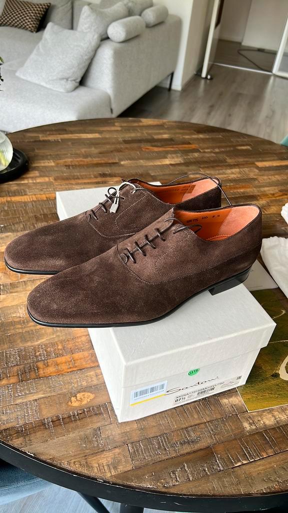 Santoni Suède Herenschoenen - Maat 7½ (41.5) - Nieuw!, Kleding | Heren, Schoenen, Zo goed als nieuw, Veterschoenen, Bruin, Ophalen of Verzenden
