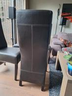 4 donkerbruine leren eetkamerstoelen gratis, Ophalen of Verzenden, Gebruikt, 4 tot 6 stoelen