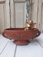 Vintage bloempot op voet aardewerk, Ophalen of Verzenden