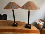 2 Schemerlampen met unieke kap, Huis en Inrichting, Lampen | Hanglampen, Ophalen, Gebruikt, 50 tot 75 cm, Modern hoog 60 cm , diameter kap: 35 cm