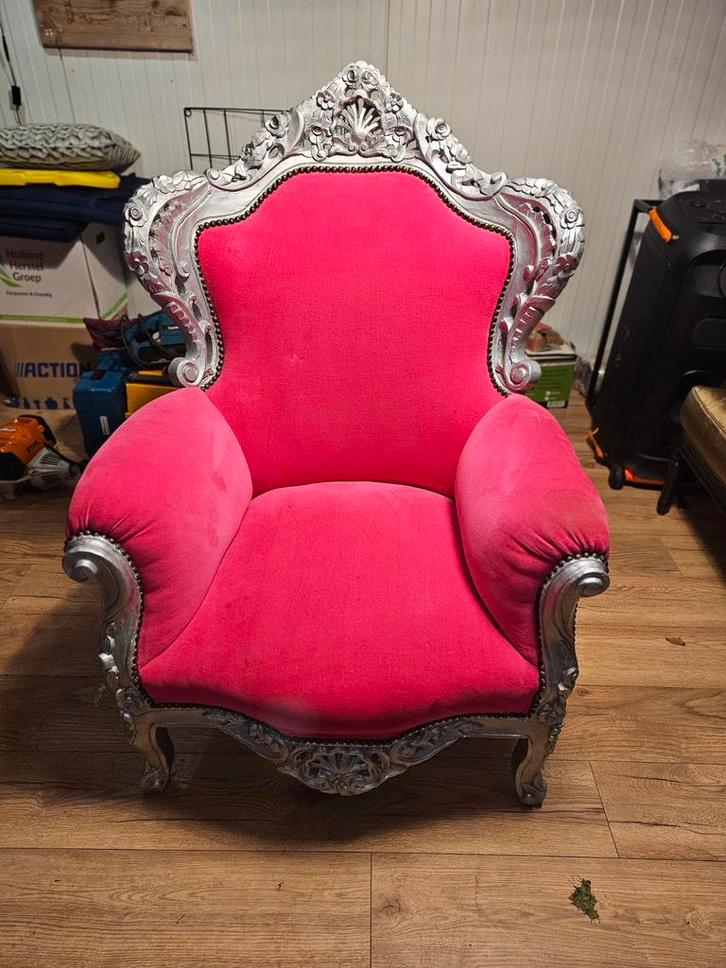 Barok Stoel met Roze Bekleding, Antiek en Kunst, Antiek | Meubels | Stoelen en Banken, Ophalen of Verzenden
