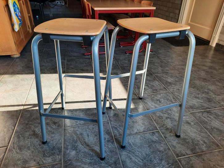 Set van  barkrukken, Huis en Inrichting, Barkrukken, Gebruikt, 60 tot 90 cm, Hout, Metaal, 2 krukken, Ophalen