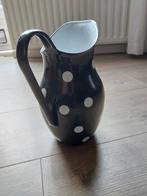 Mooi emaille zwarte kan/ vaas met witte stippen, Huis en Inrichting, Ophalen, Zo goed als nieuw, Zwart, Minder dan 50 cm