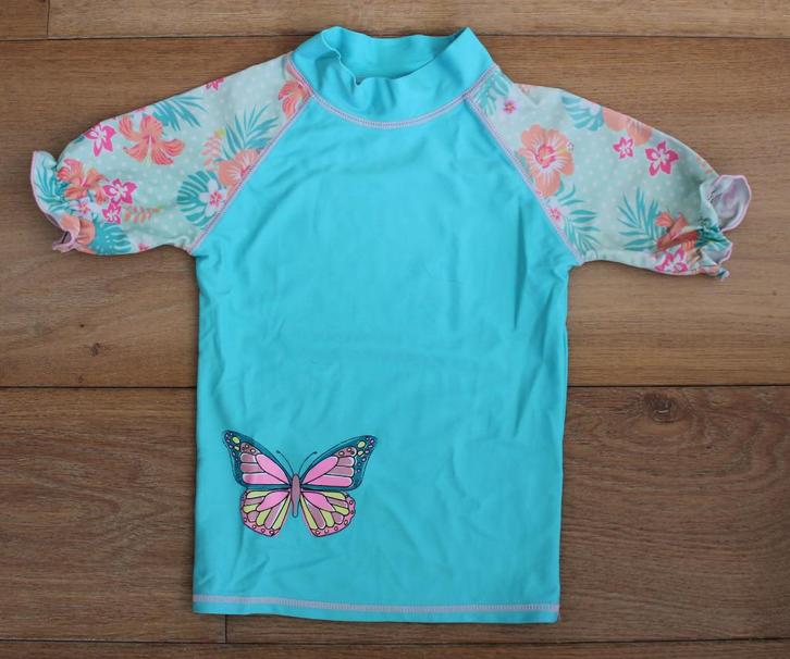 UV-shirt met vlinder maat 4, Kinderen en Baby's, Kinderkleding | Maat 104, Gebruikt, Meisje, Sport- of Zwemkleding, Ophalen of Verzenden