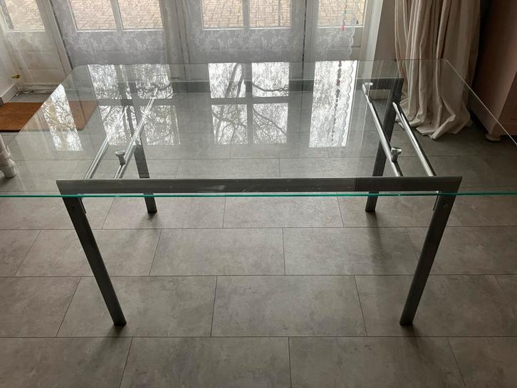 Glazen Eettafel Rechthoekig - 90x160 cm, Huis en Inrichting, Tafels | Eettafels, Gebruikt, 50 tot 100 cm, 150 tot 200 cm, Vier personen
