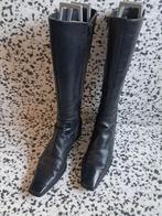 zwarte lange leren laarzen maat 40 met hak, Ophalen of Verzenden, Gedragen, Zwart, Hoge laarzen