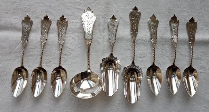 6 zilveren theelepels suikerlepel theeschep roomlepel, Antiek en Kunst, Antiek | Goud en Zilver, Zilver, Ophalen of Verzenden