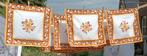 BIJNA GRATIS: 6 Vintage servetten oranje bruin 45x45 (MS1), Ophalen of Verzenden, Gebruikt, Vierkant