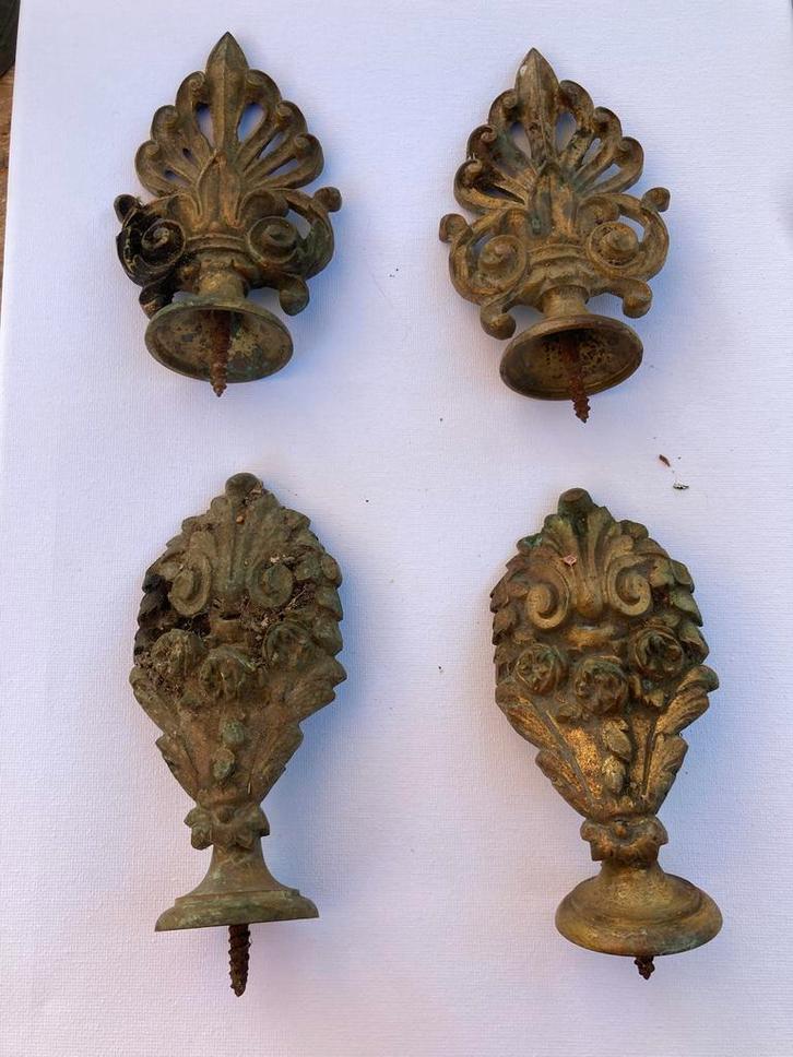 Antieke Gordijnroede Eindstukken - 4 Stuks, Antiek en Kunst, Antiek | Woonaccessoires, Ophalen of Verzenden